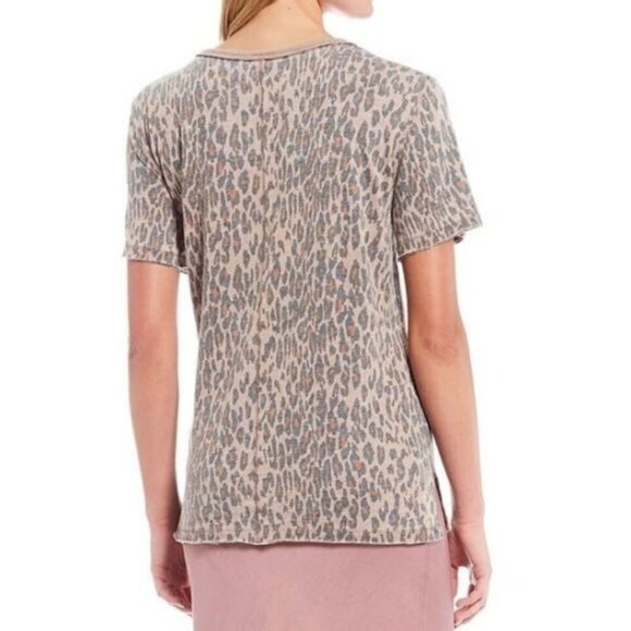 Free People Tourist Blush Leopard Print T-shirt - Picture 2 of 9